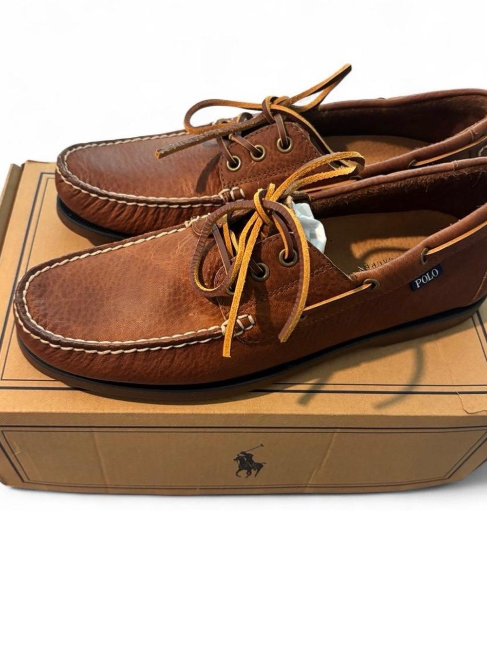 New Men’s Polo Ralph Lauren Sz 10 “Bienne” Oil Tumbled Brown leather Loafer Shoe